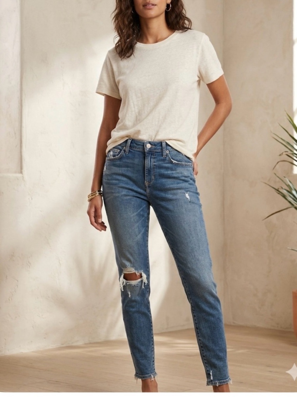Lovers + Friends Light Blue Distressed Boyfriend Jeans